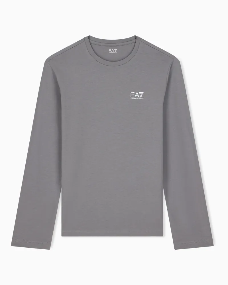 EA7 Baumwolle t-shirt Core Identity mit langen Ärmeln Grau