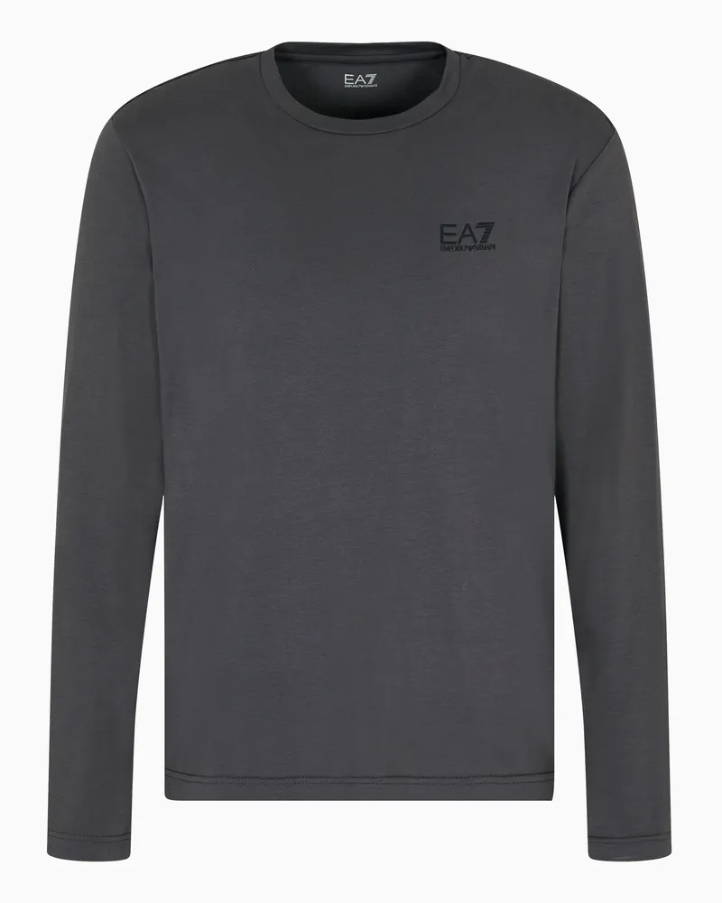 EA7 Core Identity Baumwoll-T-Shirt mit langen Ärmeln Grau