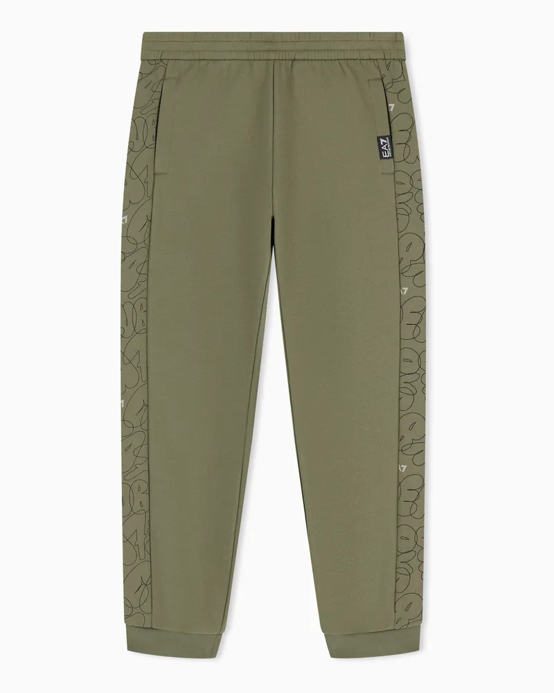 EA7 Jogginghose Logo Series Boy aus Jersey mit Muster Grün
