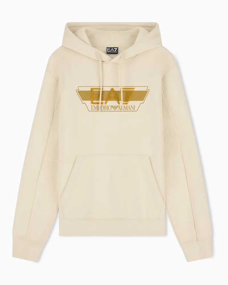 EA7 Hoodie Visibility im Regular Fit aus Jersey Beige