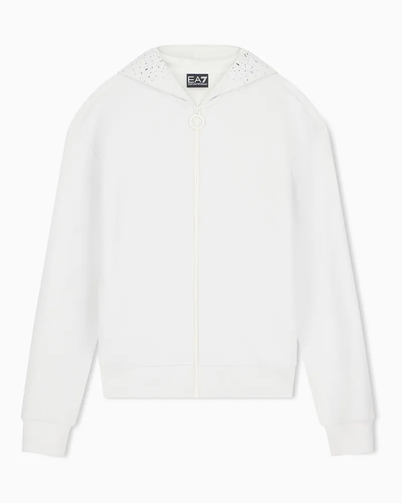 EA7 Kapuzensweatshirt Precious im Regular Fit aus Modaljersey Weiß