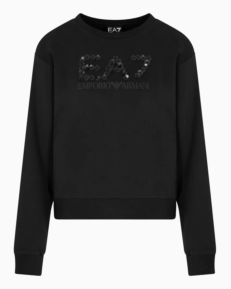 EA7 Sweatshirt mit Rundhalsausschnitt aus einer elastischen Baumwoll-Mischung Schwarz