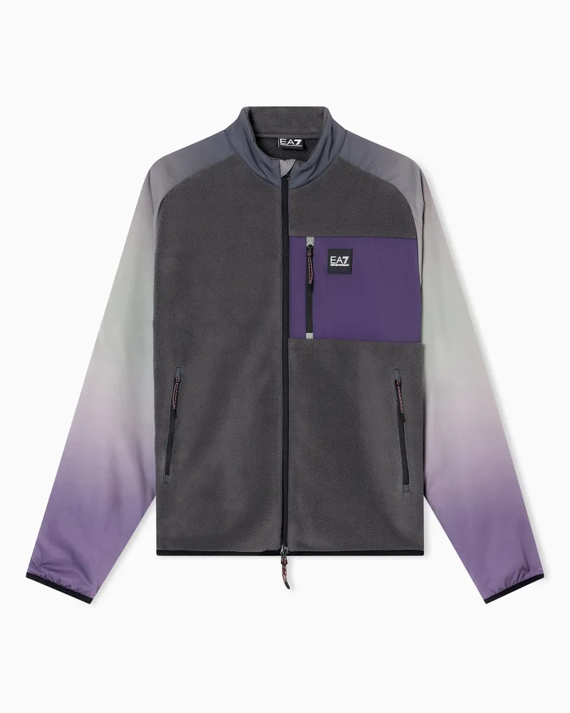 EA7 Urban Escape Unisex-Sweatshirt mit Reißverschluss aus elastischem Funktionsgewebe Grau