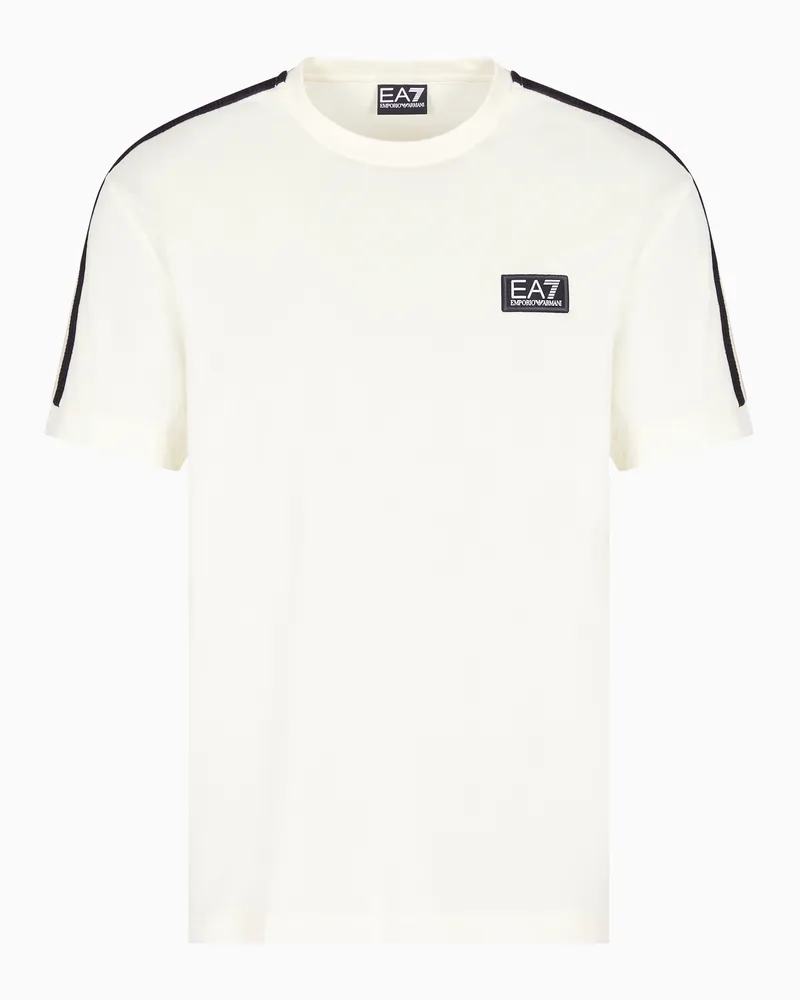 EA7 Logo Series T-Shirt aus Baumwoll-Jersey Weiß