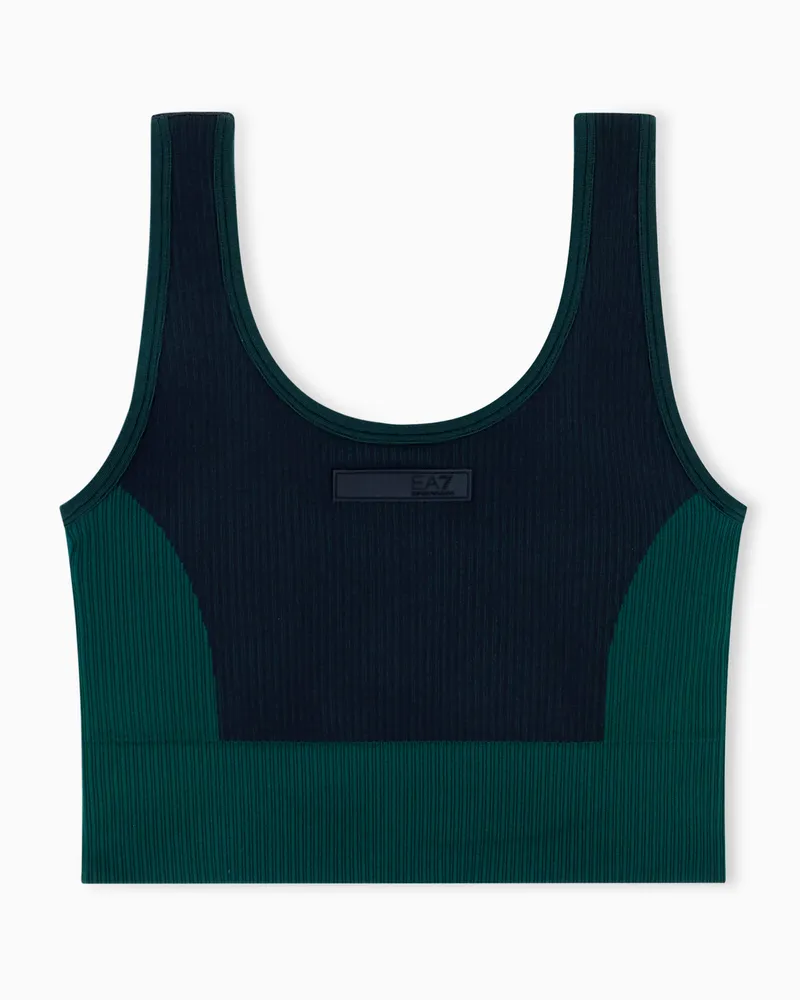 EA7 Nahtloser Dynamic Athlete Sport-BH aus VIGOR7-Funktionsgewebe Schwarz