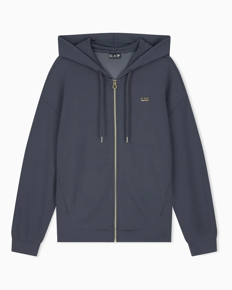 EA7 Oversize-Sweatjacke Core Lady Relax mit einer Kapuze Grau