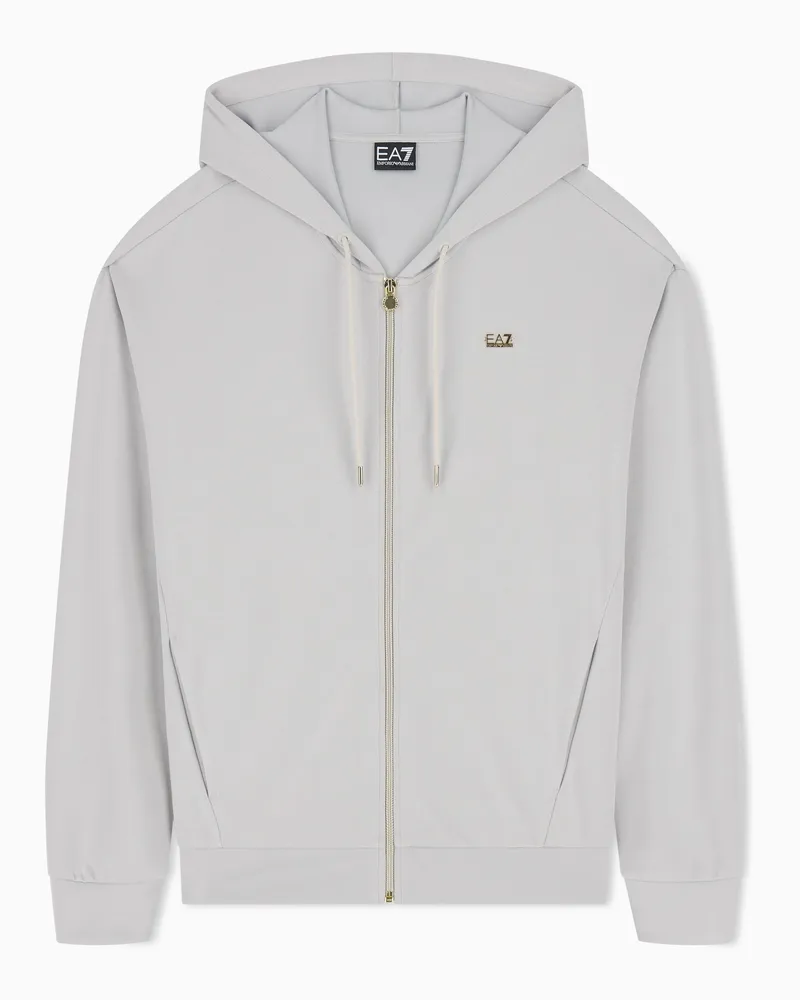 EA7 Oversize-Sweatjacke Core Lady Relax mit einer Kapuze Grau
