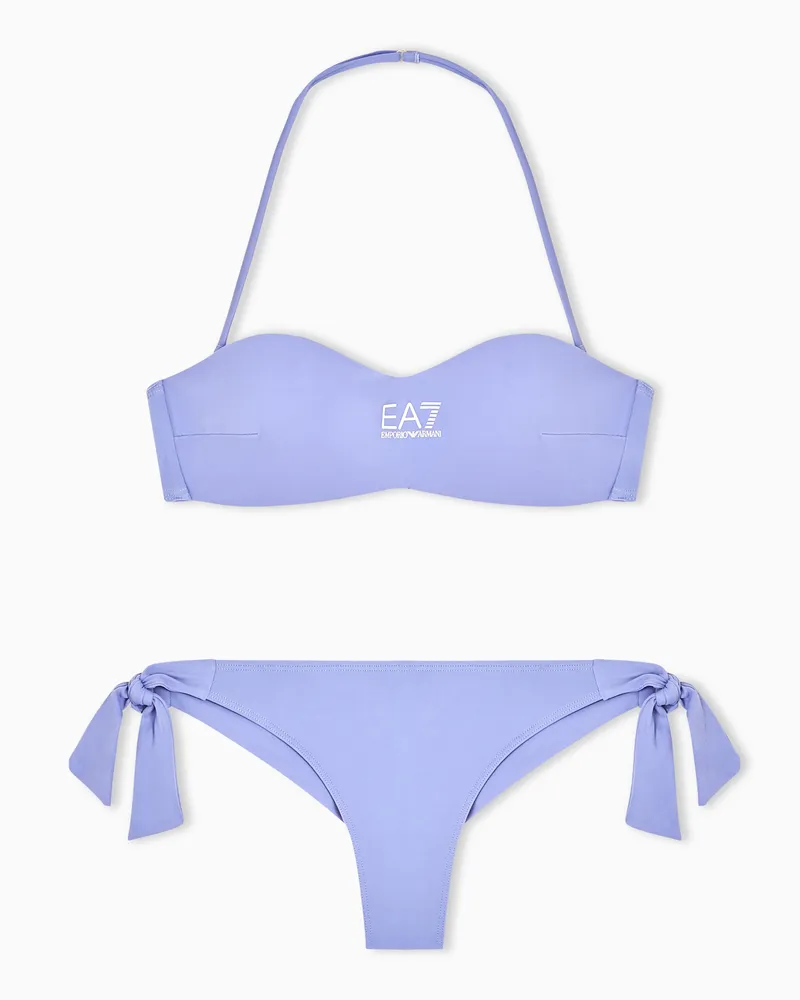 EA7 Bandeau-Bikini mit Logo Violett