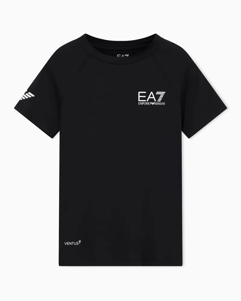 EA7 Tennis Pro Rundhals-T-Shirt aus VENTUS7-Funktionsgewebe Schwarz