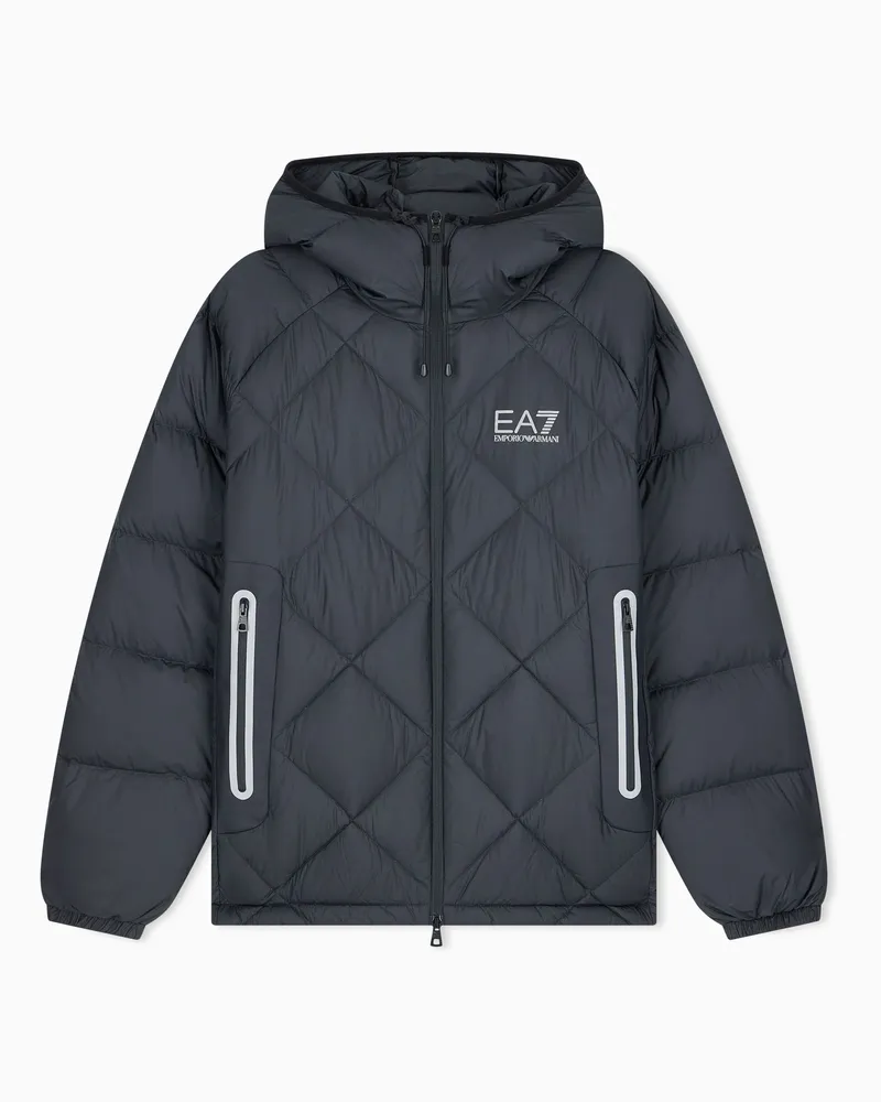 EA7 Gesteppte Daunenjacke im Regular Fit Schwarz