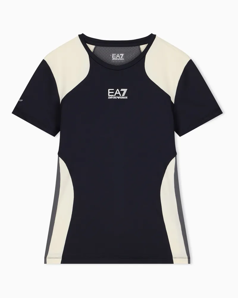 EA7 Slim Fit T-Shirt Tennis Pro aus technischem Jersey Schwarz