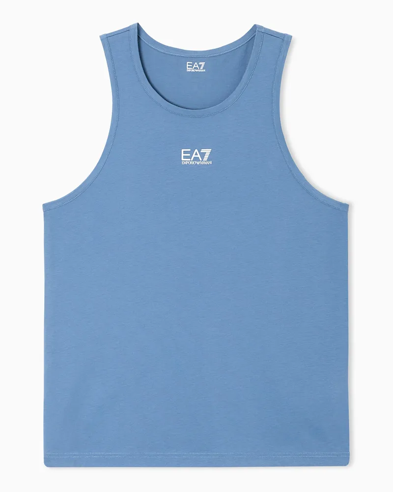 EA7 Tanktop Core Identity aus Baumwoll-Jersey Hellblau