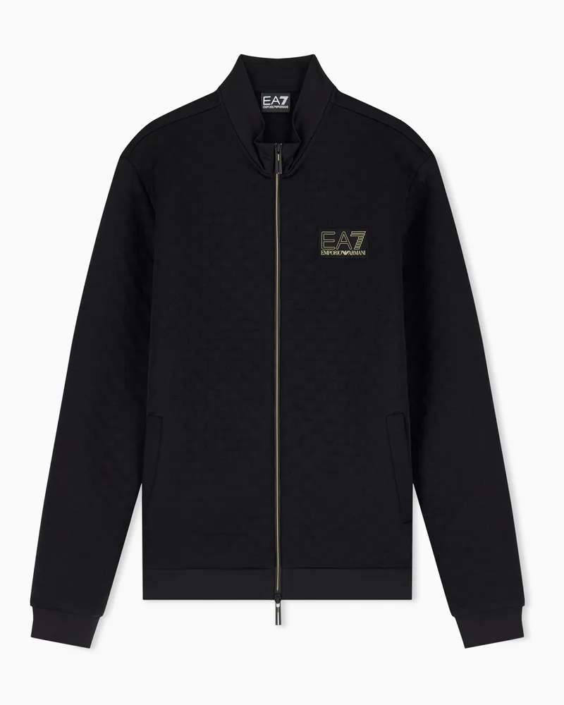 EA7 Sweatshirt Premium Label aus Jersey im Regular Fit Schwarz