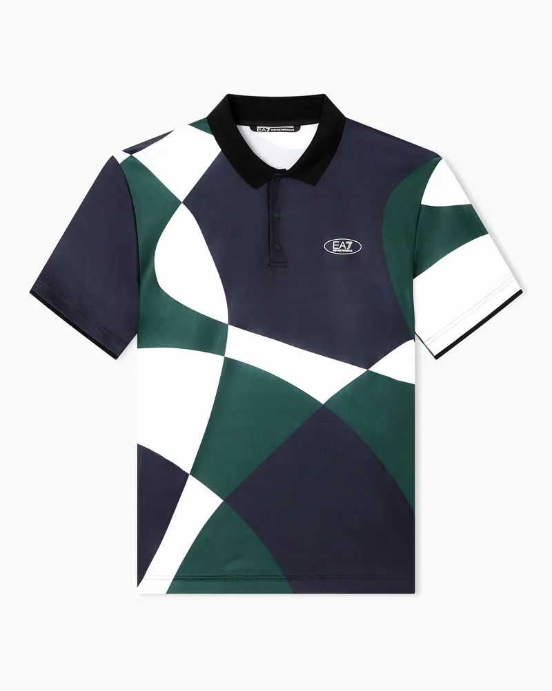 EA7 Golf Pro Poloshirt mit Print, gefertigt aus VENTUS7-Funktionsgewebe Mehrfarbig