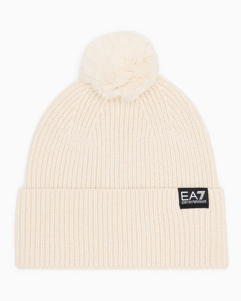 EA7 Strickbeanie im Regular Fit mit Wolle Beige