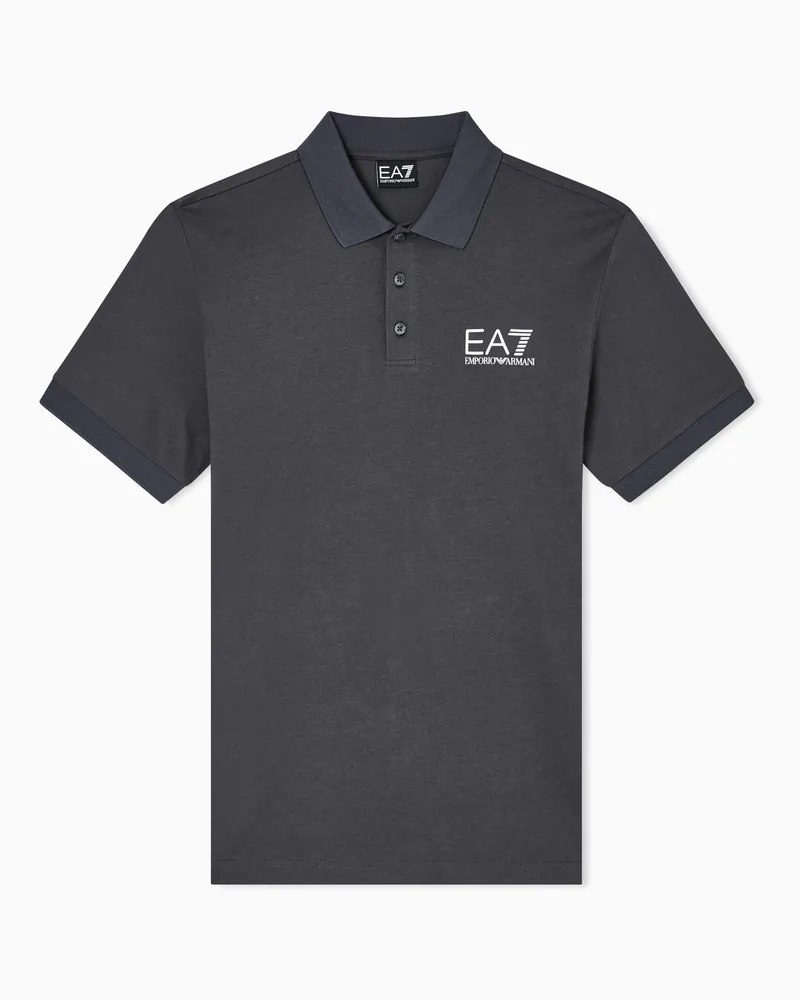 EA7 Poloshirt 7 Lines aus einer Jersey-Baumwollmischung Grau