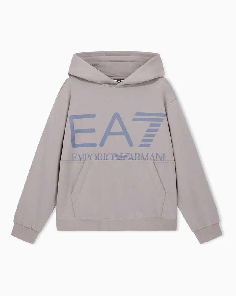 EA7 Hoodie Logo Series Boy mit Kängurutasche und Rippbündchen Grau