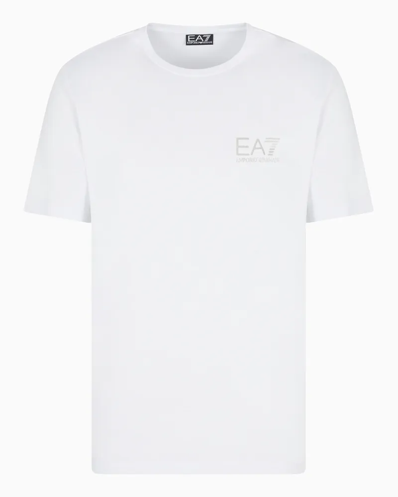 EA7 Kurzärmliges T-Shirt „Gold Label“ aus einer Viskose-Mischung Weiß