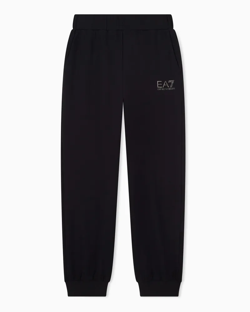 EA7 Jogginghose Visibility Girl aus Baumwolljersey mit Bündchen Schwarz