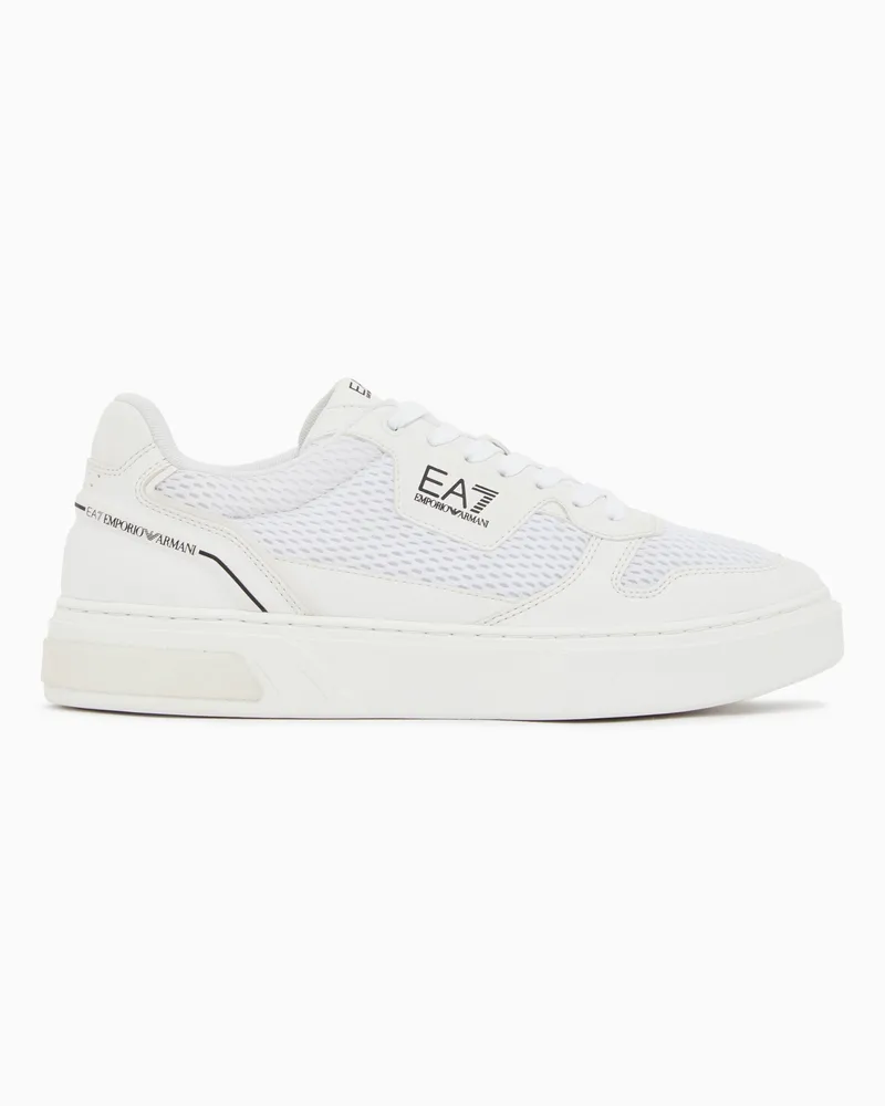 EA7 Sneaker New Premium Court mit Mesh und robuster Gummisohle Weiß