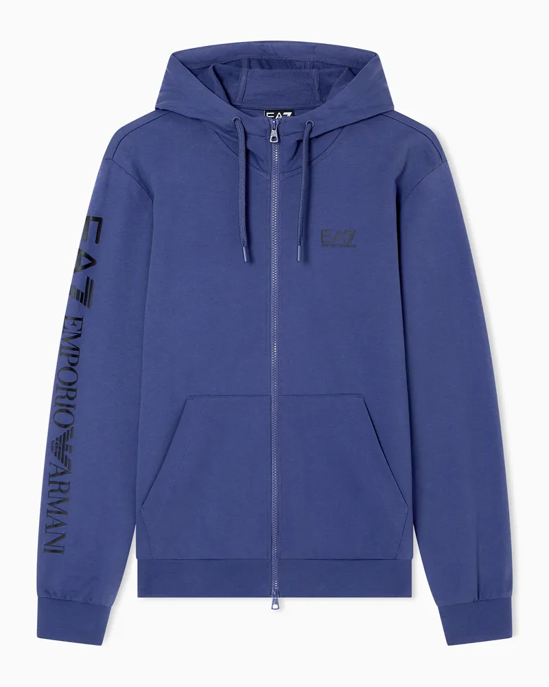 EA7 Logo Series Sweatshirt aus Baumwolle mit Kapuze Violett