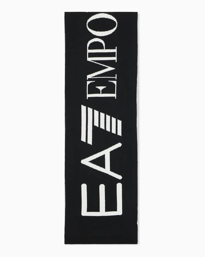 EA7 Strickschal Regular Passform Schwarz