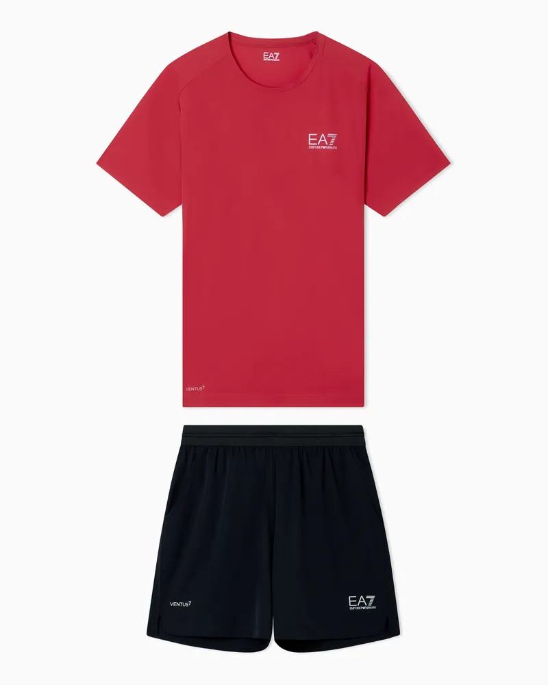 EA7 Dynamic Athlete Set mit T-Shirt und Shorts aus VENTUS7-Funktionsgewebe Rot