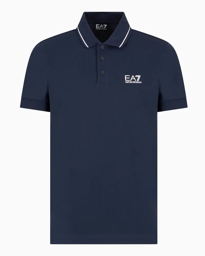 EA7 Core Identity Poloshirt aus Baumwollstretch-Pikee Blau