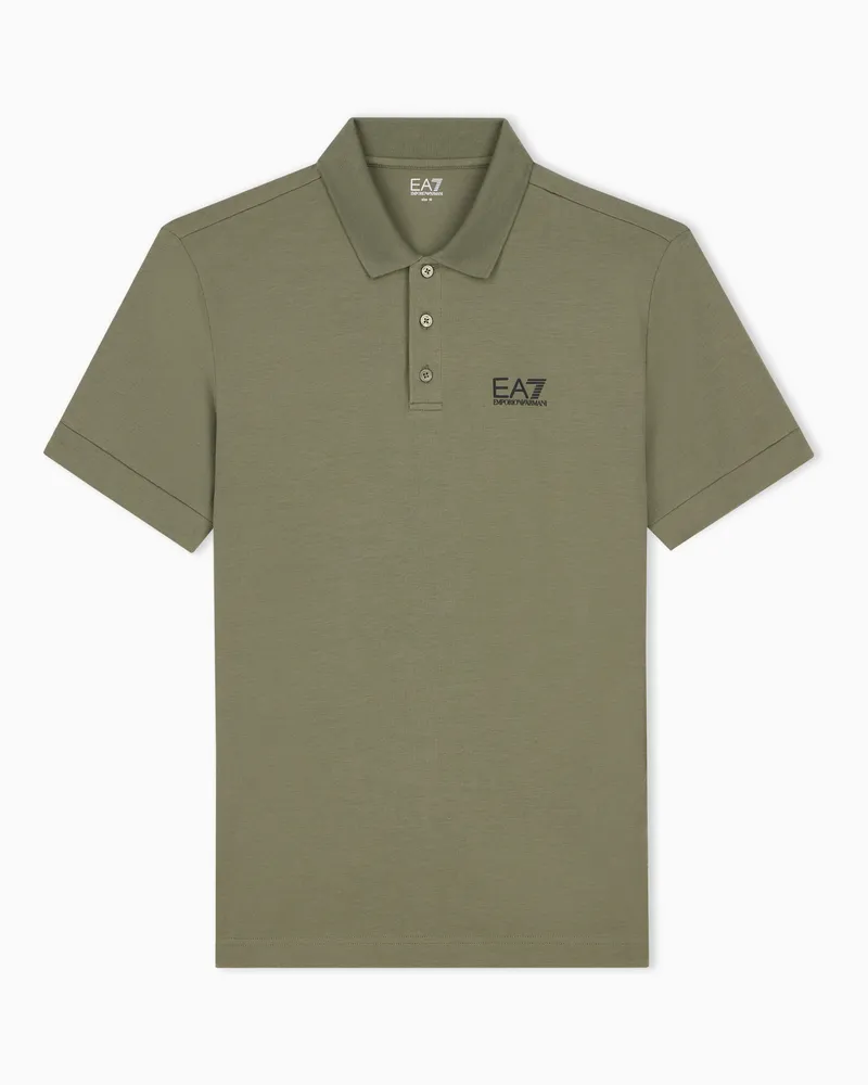 EA7 Baumwollstretch Poloshirt mit Brustlogo Core Identity Grün