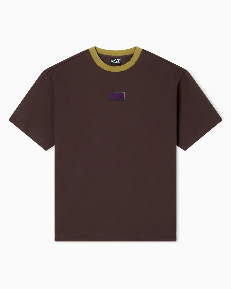 EA7 7.0 T-Shirt mit Rundhalsausschnitt aus Baumwolljersey Braun