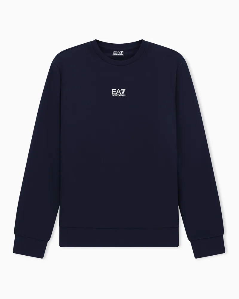 EA7 Core Identity Sweatshirt mit Rundhalsausschnitt aus einer Baumwollmischung Blau