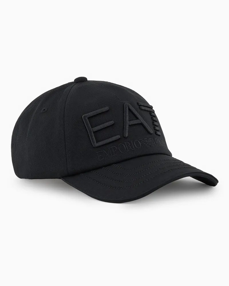 EA7 Logo Series Baseballcap aus Baumwolle Schwarz