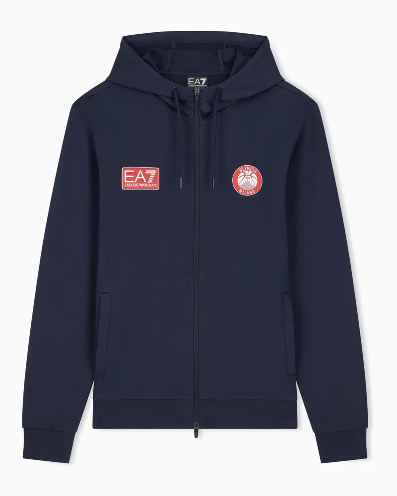 EA7 Armani Olimpia Milano Sweatshirt aus Jersey mit Kapuze Marineblau