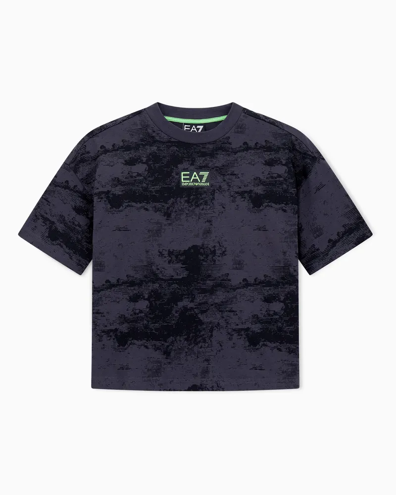 EA7 Graphic Series Boy T-Shirt aus einer Baumwoll-Mischung mit Print Grau