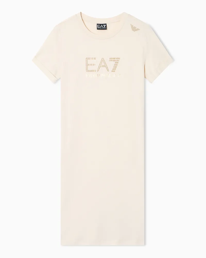EA7 Evolution Jersey-Kleid aus einer elastischen Baumwoll-Modal-Mischung Beige