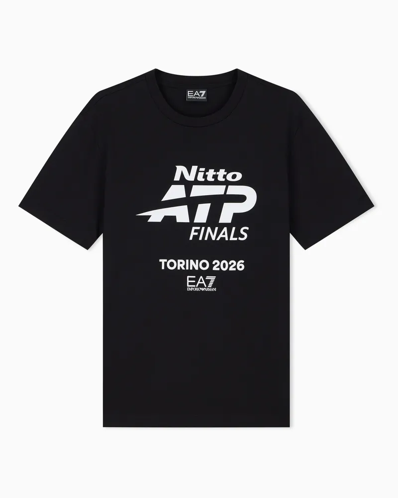 EA7 Baumwoll-T-Shirt mit Maxi-Logo Nitto ATP Finals Schwarz