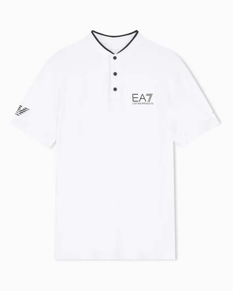 EA7 Tennis Pro Poloshirt Serafino aus VENTUS7-Funktionsgewebe Weiß