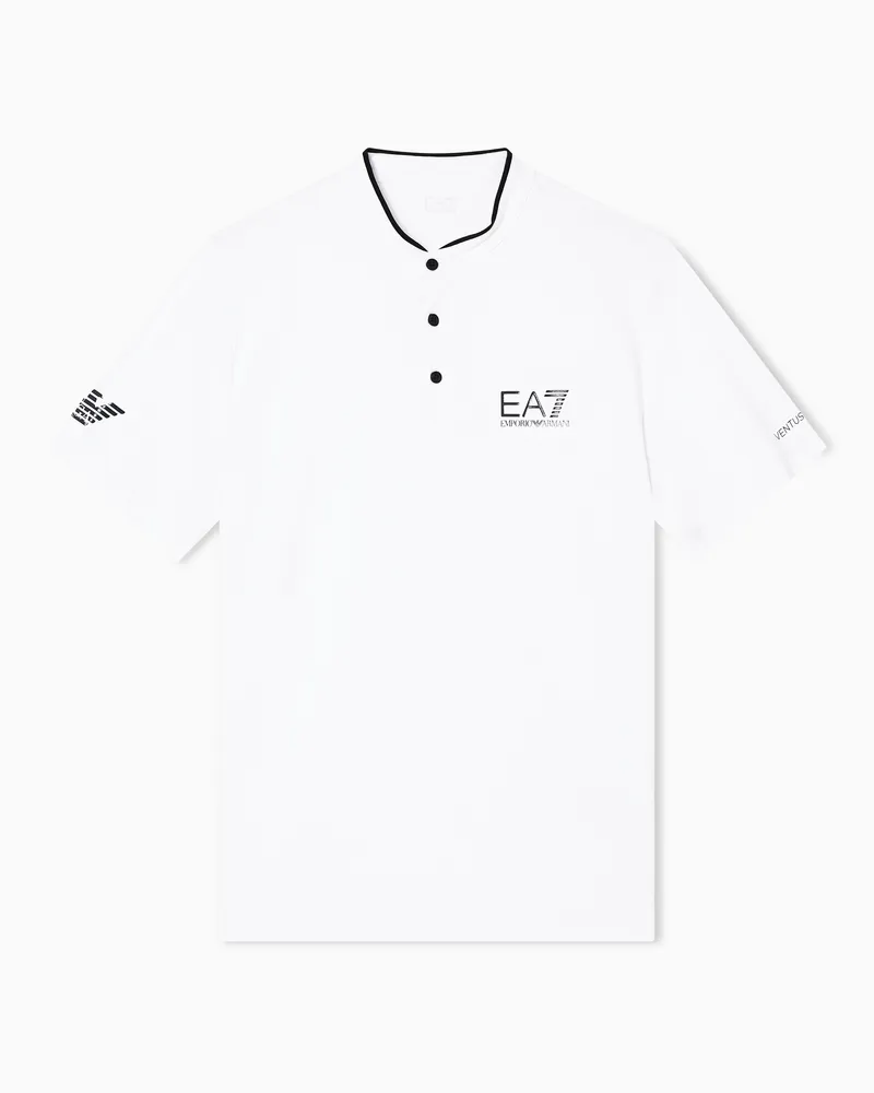 EA7 Tennis Pro Poloshirt Serafino aus VENTUS7-Funktionsgewebe Weiß