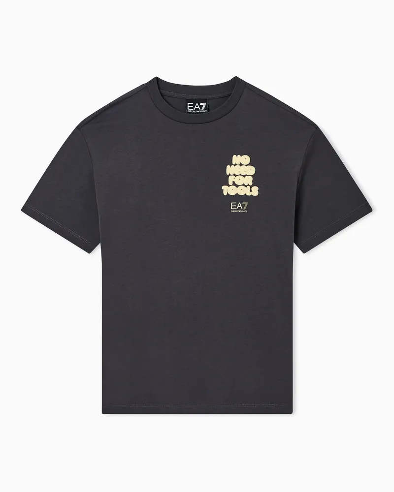 EA7 Graphic Series Boy T-Shirt mit Print, gefertigt aus Baumwolljersey Grau