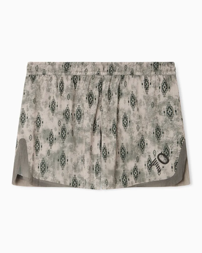 EA7 Trousers with geometric print Braun