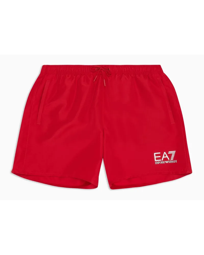 EA7 Badeboxershorts mit Logo Rot