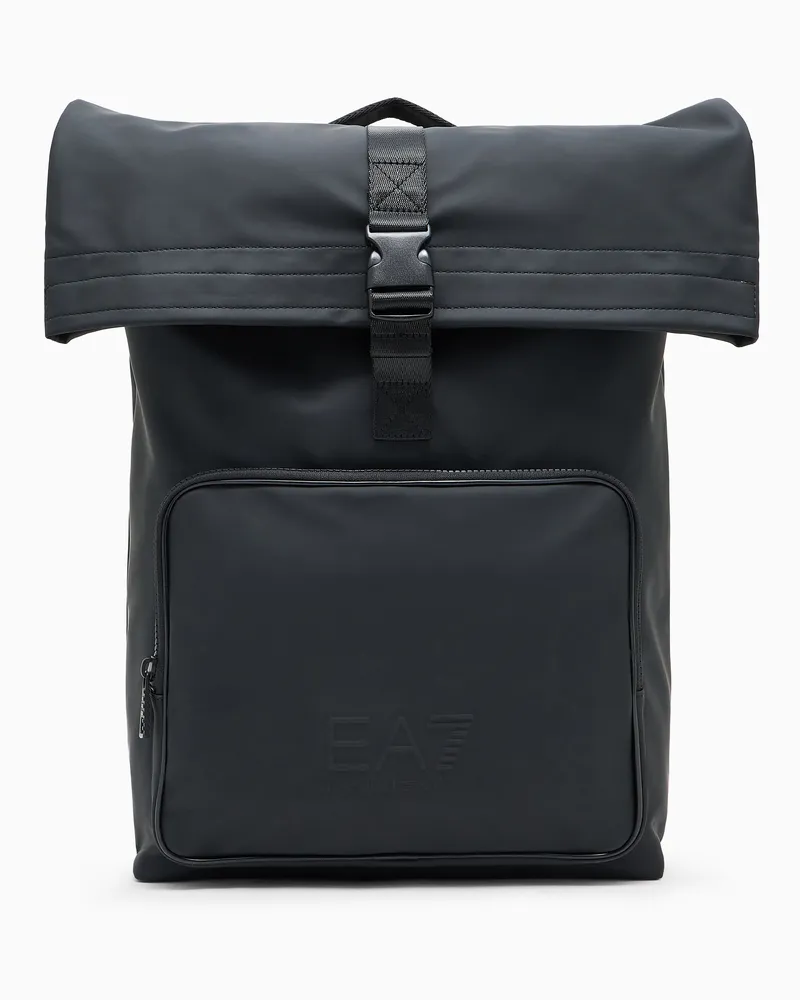 EA7 Rucksack aus gummiertem Stoff Schwarz