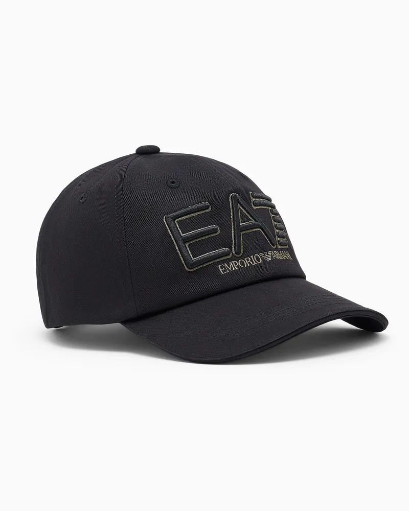 EA7 Baseballkappe Logo Series aus besticktem Baumwolltwill Schwarz