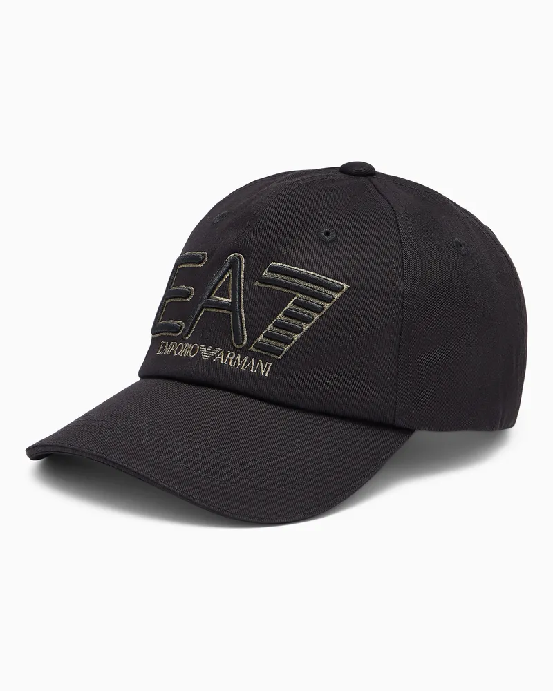 EA7 Baseballkappe Logo Series aus besticktem Baumwolltwill Schwarz