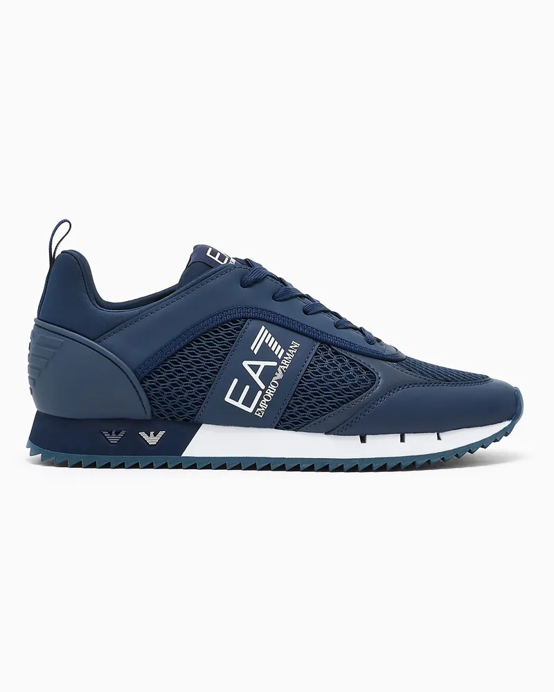 EA7 Sneaker aus Mesh mit profilierter Sohle Blau