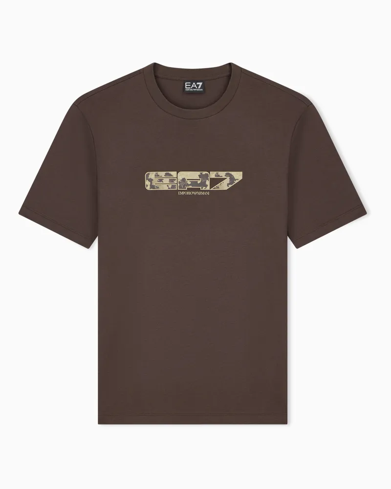 EA7 T-Shirt Graphic Series im Regular Fit aus Baumwolljersey Braun