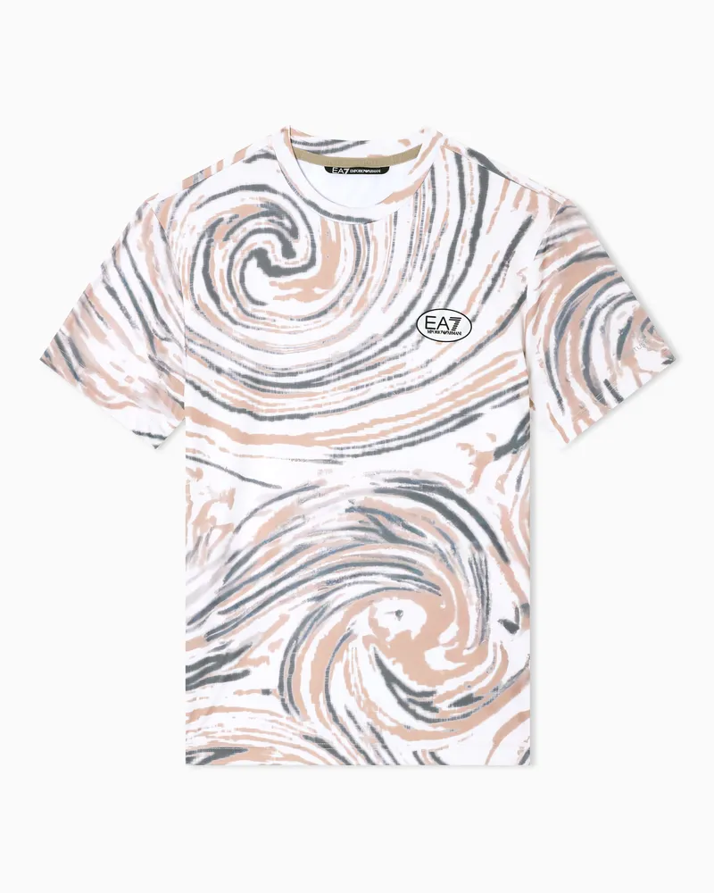EA7 Tennis Pro T-Shirt mit Print aus VENTUS7-Funktionsgewebe Beige