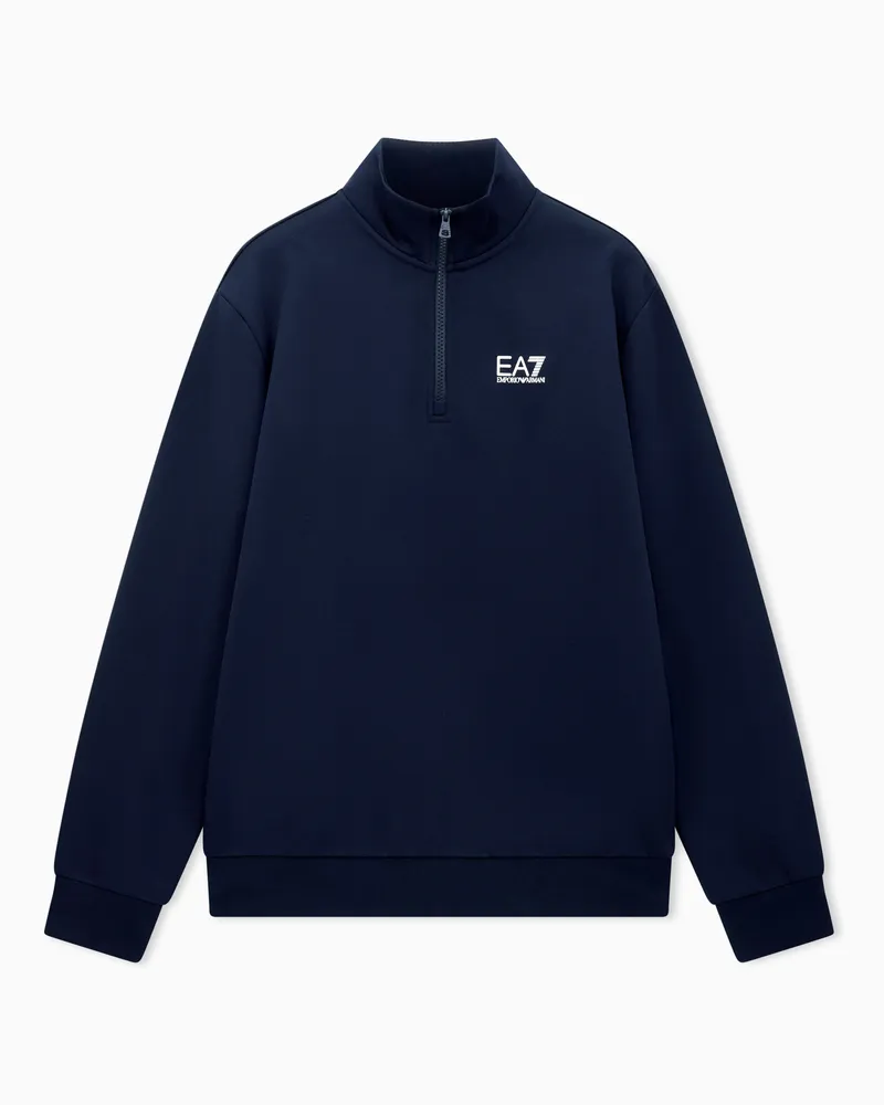 EA7 Core Identity Sweatshirt aus Baumwollmischgewebe Blau