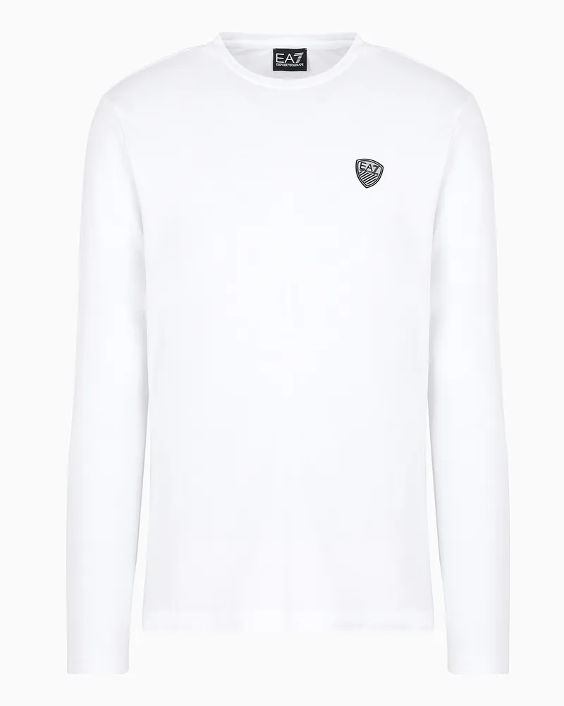 EA7 Langarmshirt aus Stretchjersey Weiß