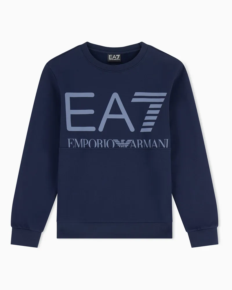 EA7 Sweatshirt Logo Series Boy Oversize aus Jersey Marineblau